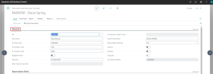Dynamics Business Central - Fixed asset card - General tab