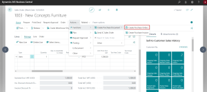 Dynamics Business Central - Sales Order - Function Create Purchase Order