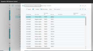 Dynamics 365 Business Central - Physical Inventory Ledger Entries