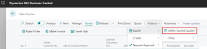 Dynamics Business Central - Delete Expired Quotes Action