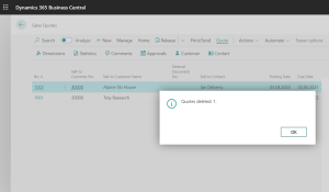 Dynamics Business Central - Delete Expired Sales Quote Results