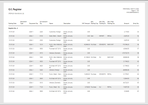 Dynamics Business Central - GL Registers Report