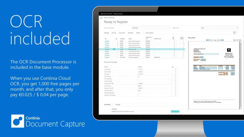 Dynamics-365-Business-Central-Navision-Continia-Document-Capture-OCR