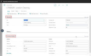 Dynamics Business Central - Contact Company Type