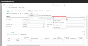 Dynamics Business Central - Purchase Invoice with Manual purchase code