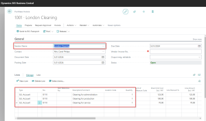 Dynamics Business Central - Purchase Invoice with automatic purchase code