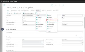 Dynamics Business Central - Item Card - Access to Item References