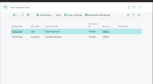 Dynamics Business Central -Item ledger entries for drop shipment