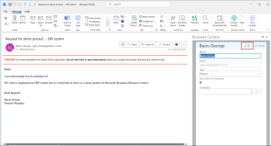 Outlook - Business Central Integration - Contact Insights - Contact Card added