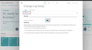 Dynamics Business Central - Change Log Activation