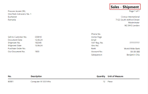 Dynamics Business Central - Posted Sales Shipment Document