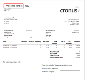 Dynamics Business Central - Pro Forma Invoice Document