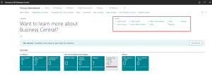 Dynamics Business Central - Role Center - Action bar area