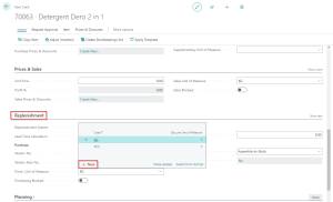 Dynamics Business Central - Item Card -Select Unit of Measure Purchase