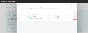 Dynamics Business Central - Monitored Fields Worksheet Page