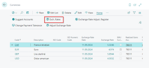 Dynamics Business Central - Currencies Page- Inserting currencies