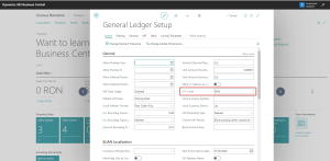 Dynamics Business Central - General Ledger Setup - Local currency setup