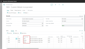 Dynamics Business Central - Item Variants on Purchase Invoice