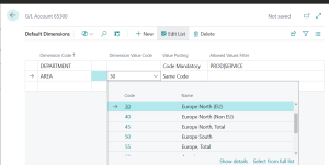 Dynamics Business Central - Second dimension policy setup