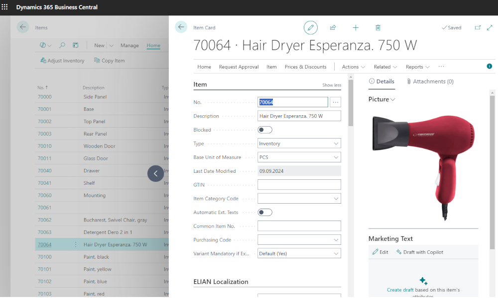 Dynamics Business Central - Item Variants in Business Central - Elian Solutions